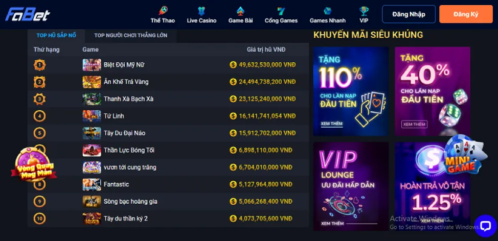 Các chương trình khuyến mãi hấp dẫn của Winbet Win